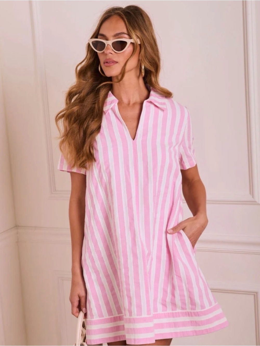 Vici Pink and White Striped Mini Dress